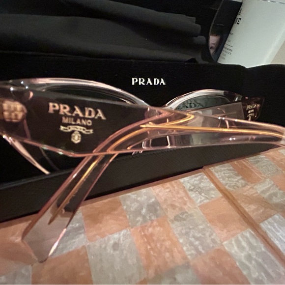 💖 AUTHENTIC Prada Pink Clear Women's Glasses, New with Case and Cloth - Picture 9 of 9
